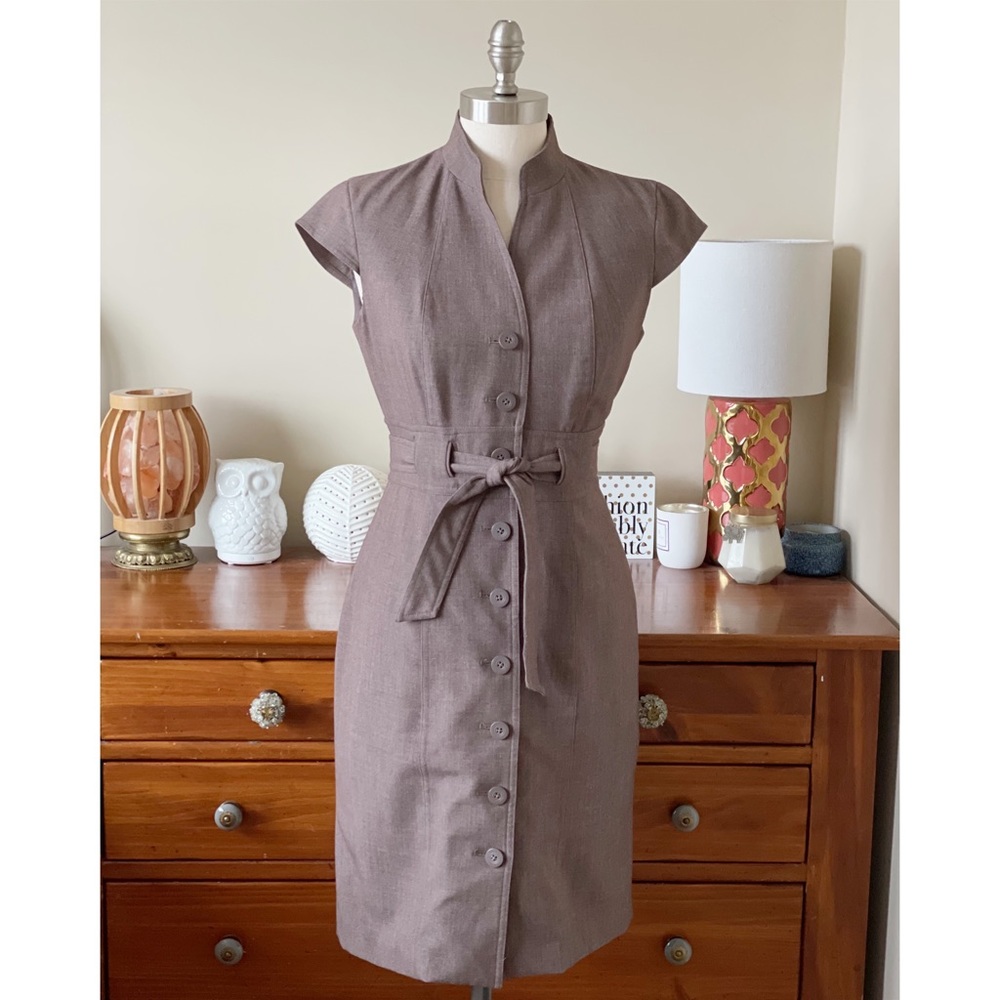 Calvin Klein Mauve Brown Midi Shirt Dress